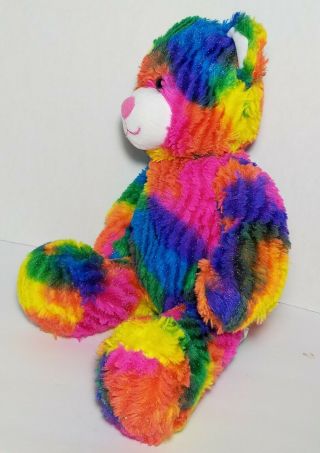 Build A Bear Tropicolor Rainbow Tie Dye Bright Neon Teddy Plush Stuffed Toy 17 "