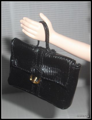 Purse Ken Fashion Insider Silkstone Doll Black Faux Leather Accessory Diorama