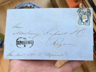 Rare 1856 Portugal Postal Cover Porto To Regoa Folded Letter