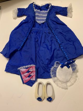 American Girl Doll - Felicity Holiday Dress Gown & Shoes With Extra Stomacher