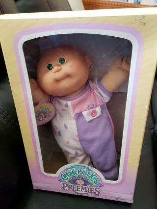 1988 Cabbage Patch Kids Preemies Bald Green Eyes Raindrop Outfit