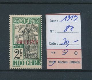 Lk85765 Indochine 1919 Folklore Clothing 80c Overprint Mh Cv 30 Eur