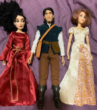 Disney Store Barbie Dolls Mother Gothel Tangled Rapunzel Wedding Flynn Rider