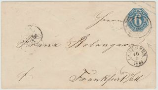 Germany Thurn & Taxis 1862 (16.  8. ) P.  St.  Env.  U 15 B A Pm " Lehesten " To Frankf.  /m.