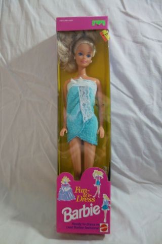1992 Mattel Fun - To - Dress Barbie 3240 - Blue Towel Wrap - Nrfb - Good Box -
