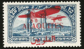 1929 Alaouites French Syria Airmail Overprint Mlh Stamp Scott C19 Scv$52.