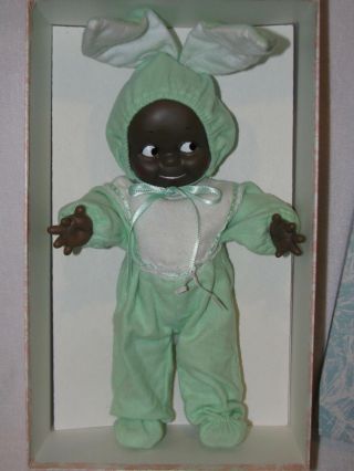 Cameo 12 " Black Kewpie Doll Dressed In Green Bunny Suit W/box