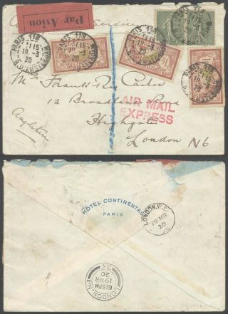 France 1920 - Air Mail Cover Paris To London England 10000/7
