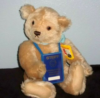1985 Steiff Mohair Teddy Bear With Passport 14 " Tall