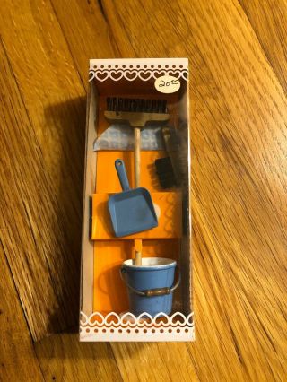Bodo Hennig Miniature Cleaning Items Mib Made In Germany Broom Bucket