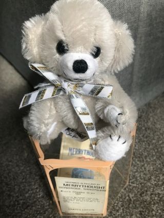 Merry Thought Mohair Grey Micro Cheeky Bear Made In England Nr