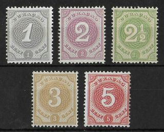 Curacao 1889 - 1891 Nh Complete Set Of 5 Nvph 13 - 17 Cv €225 Vf
