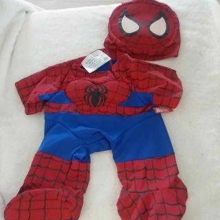 Build - A - Bear Babw Spiderman 2 - Piece Outfit,  Mask And Body Suit Black Webs Marvel