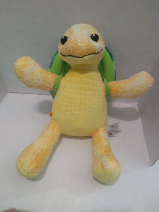Euc Build A Bear Yellow Turtle Removable Shell Backpack Stuffed Animal 15 " Plush