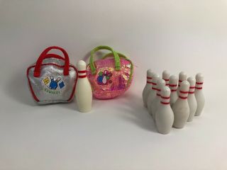 1/6 Scale Bowling Pins And Bags Set Barbie Doll Diorama