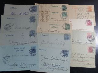 Germany Group Of 13 1906 - 1919 Postal Cards,  Good Range Of Post Marks