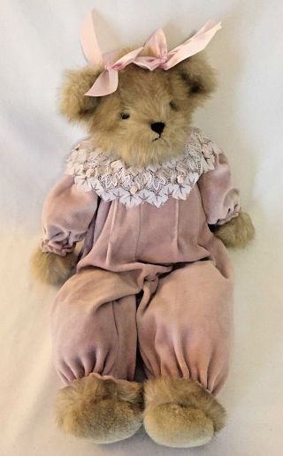 Bearington Bear Taylor 13 " Beanbag Plush W/lavender Velvet & Lace Outfit & Bow