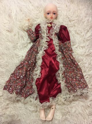 Burgundy Red Victorian Dress Lace 1:4 Msd Bjd Doll