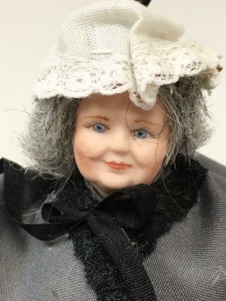 Porcelain Dollhouse Miniature Older Woman Doll Maybe A Nanny?
