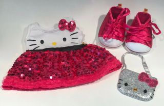 Build A Bear Hello Kitty Clothes Pink Dress W/ Matching Pink Shoes & Doll Purse