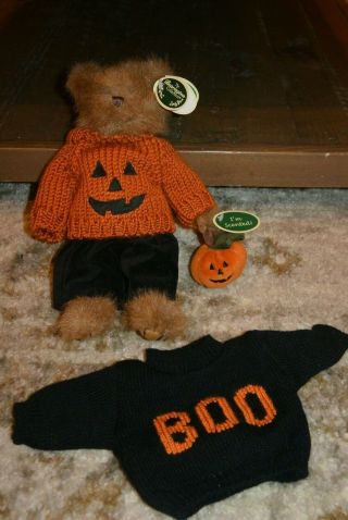 Bearington Bears Mack & And Jack Plush Teddy Halloween Pumpkin Jack - O - Lantern