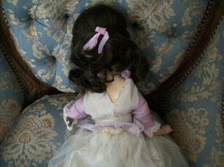 vintage raven hair boudoir doll - 1930s era - in lilac and lace 3