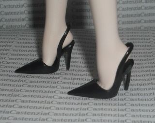 Shoes Barbie Doll Silkstone Black & White Forever Black Slingback High Heel