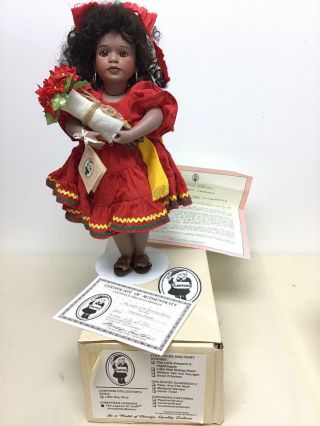 1992 Wendy Lawton 14 " Porcelain Doll - The Legend Of The Poinsettia (le 676/750)
