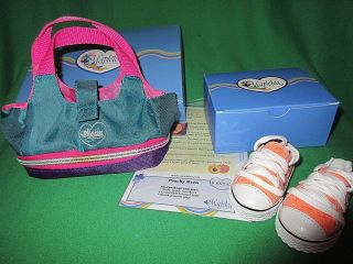 Maplelea Peach Keen Shoes & Doll Tote In Boxes For 18 Inch Dolls,  Necklace