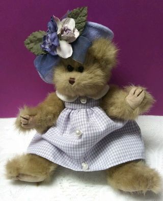 Bearington Bears " Abby " 10 " Plush Lavender Gingham Dress & Hat Spring 2003 Ret 