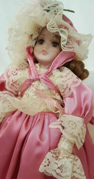 Seymour Mann Porcelain Doll Limited Edition Pink Parasol Lace Dress 1995 Vtg 90s