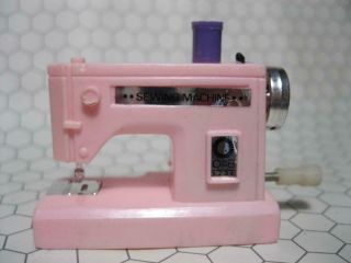 Pink 1980s - Barbie Doll Dream House Action Accents Wind Up 1990s Sewing Machine