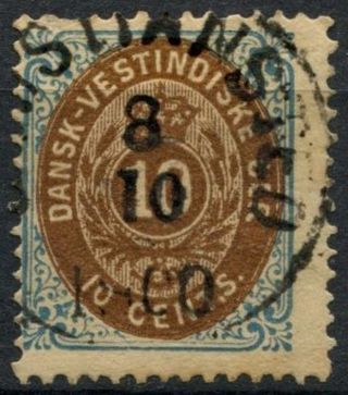 Danish West Indies 1873 - 1902,  10c P14x13.  5 Frame Inverted D91166