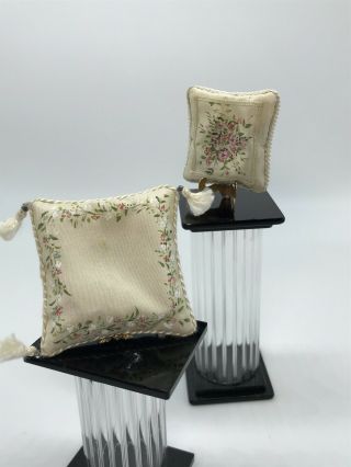 Dollhouse Miniature Artisan Hand Painted Pillows