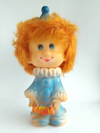 Rare Clown Vintage Authentic Russian Rubber Toy Doll 8.  6 Inch Ussr Soviet Russia