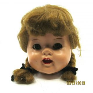 Replacement Head Only For 22 " Saucy Walker Doll Ideal W/google Eyes Braded Hair