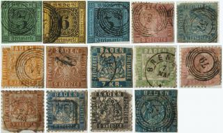 German States Baden 1853,  Old Stamps Lot,  High Cv Over 400 $,