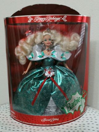Mattel Happy Holidays Barbie,  Blonde,  Box,  Special Edition 1995
