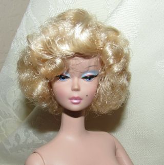 Nude Barbie Doll Silkstone Fashion Model Lingerie Blonde Curls Hair For Ooak