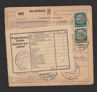 21 Germany Paketkarte / Parcel Card 1937 Gevelsberg To Usti Aussig Gebuhr Zettel