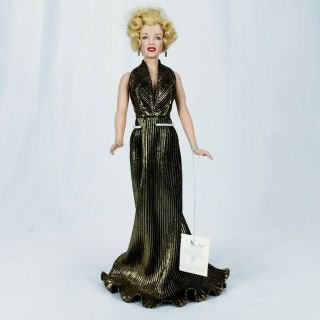 Franklin Marilyn Monroe Gold Lame Gown Vinyl Doll With Tag