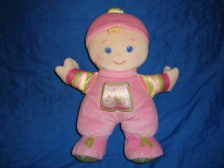 Fisher Price Plush Pink Baby Rattle Doll 2008 11 "