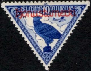 Iceland 1930 Official 10a Airmail Sg.  O189 (hinged) Scott Co1