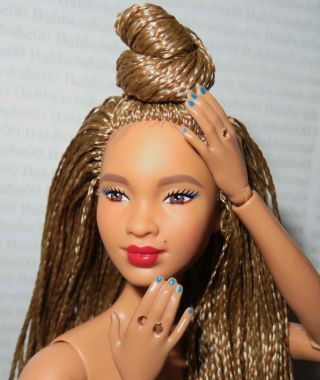 (b83) Nude Barbie Bmr1959 Braids Aa Mbili Articulated Made To Move Doll 4 Ooak