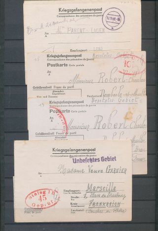 Germany France Ww2 Stalag Pow Prisoner Of War Covers Cards Letters X 7 (ad103