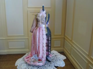 Dollhouse Miniature Ladies Dress In Progress On Dress Form Artist Piece