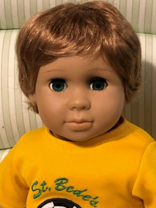 18 In Ooak Kingstate Reborn Boy Doll Brown Hair And Eyes Wig And Soccer Gear
