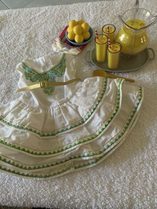 American Girl 18” Doll Lemonade Party Dress And Accessories