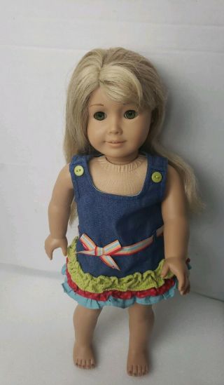American Girl Doll Blond Hair Green Eyes 18”