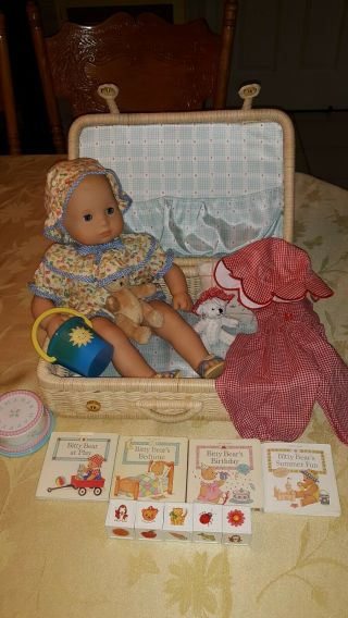 American Girl Bitty Baby Doll & Wicker Suitcase,  Outfits & Accessories